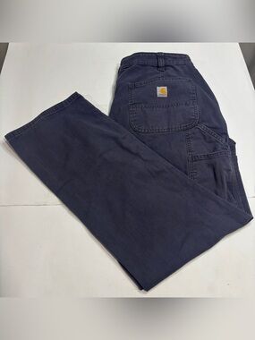 Carhartt Pants Women 14 Gray Loose Fit Rugged Flex Canvas Work Pant BN2080-W